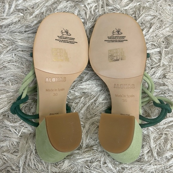 NWOB ALOHAS Grace Suede Strappy Lace Up Heeled Sandals in Green Sz 36 US 6-6.5 - Picture 14 of 14